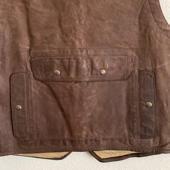 Banana Republic Men's Brown Leather Utility Vest Size M. Made in Korea - Picture 5 of 8